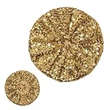 Wildarms Women's Sparkly Sequin Beret Hat Fashion Fun Optional Stretch Headwear for Festival Party Club Mardi Gras (US, Alpha, One Size, Gold)