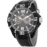 Joshua & Sons Men's Swiss Quartz Multifunction Watch - Genuine Leather with Embossed Crocodile Patte