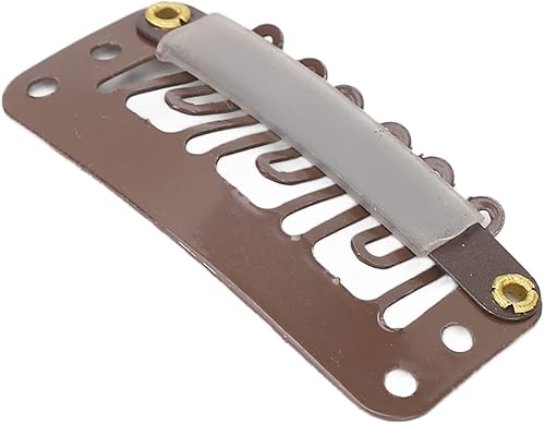 Miniatura 8 de 100 clips de peluca de 6 dientes, 1.3 in en forma de U, pinzas de presión con abrazadera firme marrón oscuro para fijación de sombreros