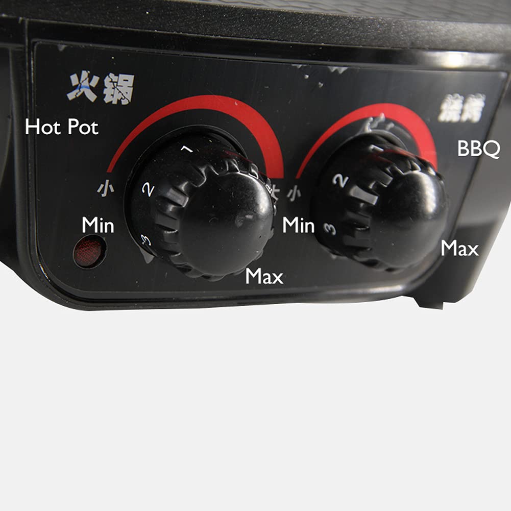 2 in 1 Electric Pan Hot Pot BBQ Frying Cook Grill Barbecue Machine Kitchen Cooker for Home Picnic