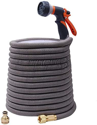 LINZI Expandable Garden Water Hose 30M 100FT Magic Hose Double Latex Inner Hose Flexible No Kink + Brass Connectors + 8 Function Spray Gun