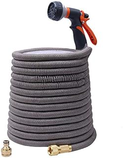 LINZI Expandable Garden Water Hose 30M 100FT Magic Hose Double Latex Inner Hose Flexible No Kink + Brass Connectors + 8 Function Spray Gun