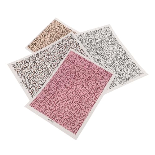 SEWACC Papier Transfert à l'eau Léopard pour Argile Polymère, 4pcs, Papier Soluble Léger, pour Pendentifs et Accessoires de Fête
