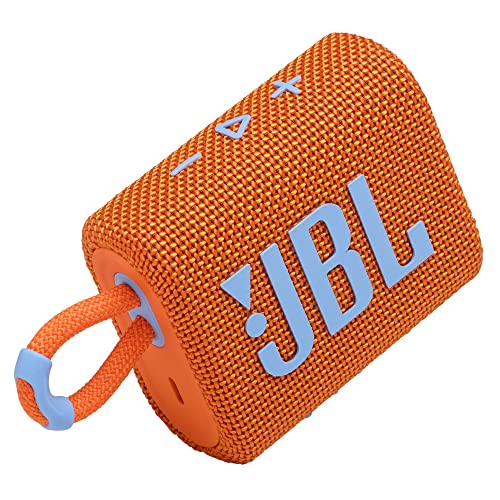 Image of JBL Go 3, Wireless Ultra Portable Bluetooth Speaker, Pro Sound, Vibrant Colors with Rugged Fabric Design, Waterproof, Type C (Without Mic, Orange)