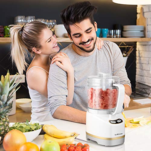 La Reveuse Electric Mini Food Processor Small Chopper 200 Watts 2-Cup Prep Bowl for Mincing Chopping Grinding Blending Pureeing (White)