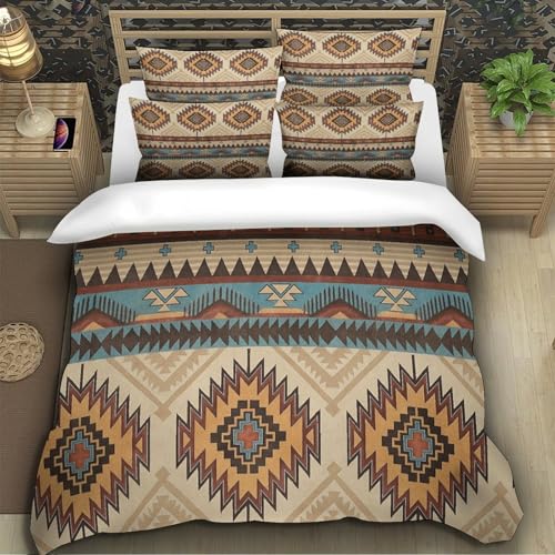 Housse de couette Aztec 3 pièces microfibre 260x220cm avec 2 taies d'oreiller