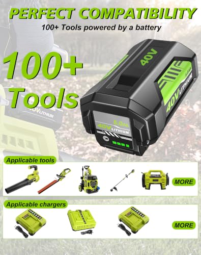 Image of 2Pack 6.0Ah Replacement for Ryobi 40V Battery | Compatible with Ryobi 40 Volt Battery OP4026A OP4040 OP4030 OP4050 OP4060 and Power Tools
