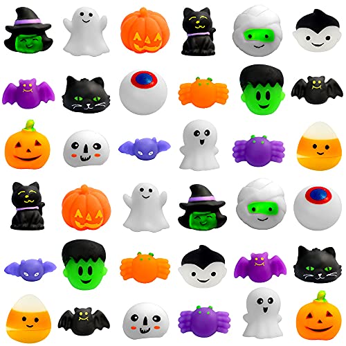 Waybla 36 PCS Halloween Squishies Toys Kawaii Cute Squishy Stress Reliever Anxiety Toys Halloween Toys for Halloween Party Favors Halloween Treat Goody Bag Filler Gifts