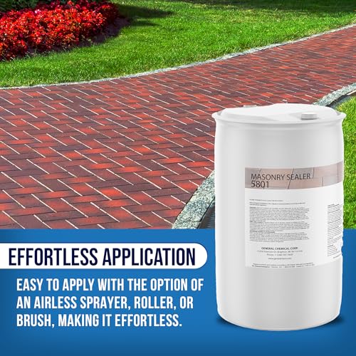 Image of DeckGeneral Masonry Sealer 5801 - Clear Concrete Sealant & Waterproof Sealer for Stone, Brick & Mortar - Silane Siloxane Coating for Driveways, Sidewalks, Patios & More (55 Gallon)