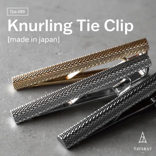 [TAVARAT] Tie Clip Tie Clips for Men Knurling Black Silver Tie Bar Tie Pin Tps-0952
