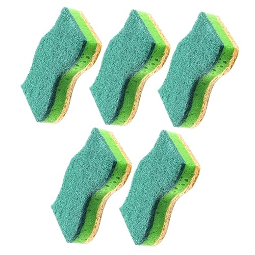 CHICAMPERA 5個 木材パルプ製キッチンスポンジ 食器用両面洗浄スポンジ 高吸水速乾 多用途 台所 浴槽 鍋対応 繰り返し使用可能で強力洗浄