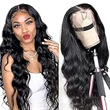 LAPONDAI Lace Front Wigs Human Hair Body Wave 13x4 HD Lace Frontal Wig Pre Plucked with Baby Hair Brazilian Human Hair Wigs for Black Women 150% Denisty Natural Color (18Inch)