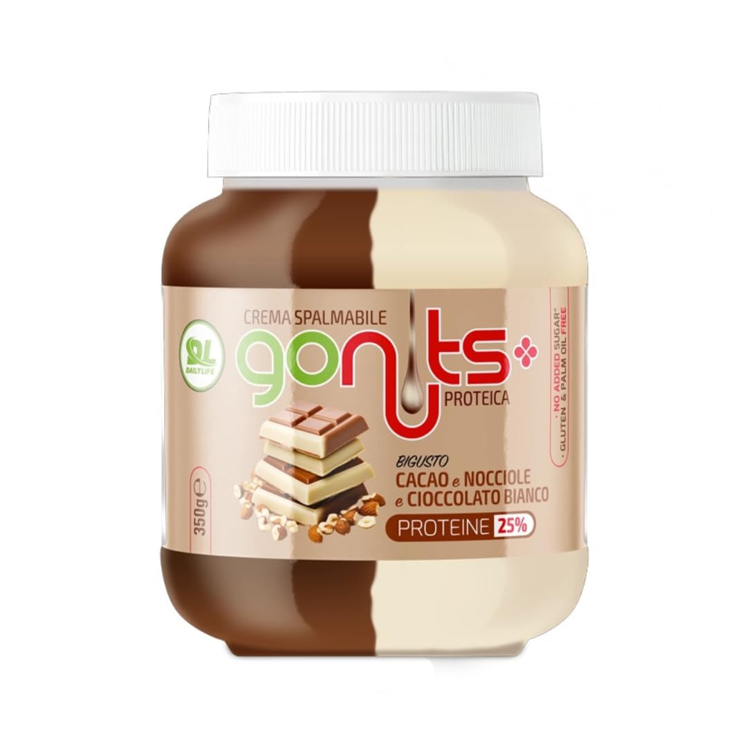 Proteina Cream Gonuts Cioccolato Cacao, Hazelnuti e Bianco per il Daily Life, 350 g  
Proteina Cream GonutsCioccolato Ca