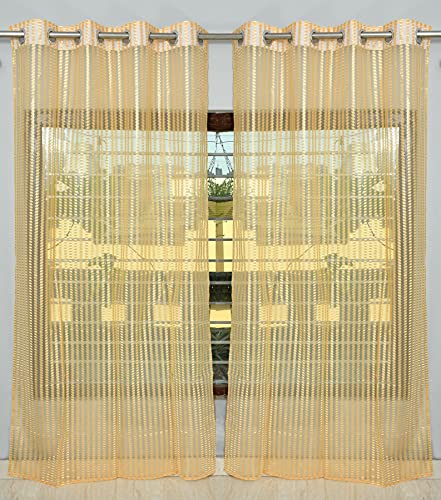 Image of HOME UTSAV 1 Piece Sheer Premium Tissue Net Polyester Curtains for Long Door 9 Feet, Gold
