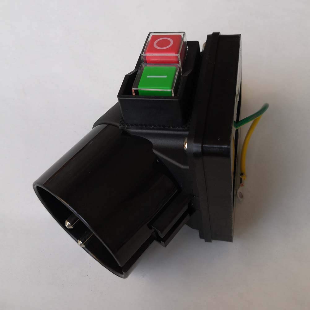 KEDU KOA5L - Interruttore a pulsante con spina europea industriale, interruttori elettromagnetici con mancanza di corrente e protezione da sovratensione 2P+E 16A 250V CE TUV IP44