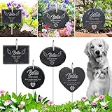 Jodimitty Grabstein Hund Katze Haustier mit Haken Pfahl, personalisierte Name & Lebensspanne & Nachricht & Muster, Grabschmuck Wetterfest Grabplatte mit Gravur Gedenkstein Tombstone 10/15/20cm (Herz)