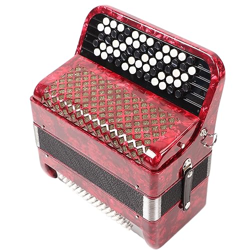 Acordeón con 62 Teclas, Fácil Operación Acordeón de Sonido Dinámico, Claro y Liviano Instrumento Musical con Correas para Presentaciones en el Escenario