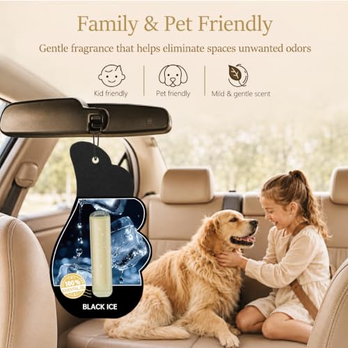 Image of Hanging Car Air Freshener Adjustable Fragrance Control Black Ice 4Pack | Liquid Oil Diffuser Customize Scent Intensity Lasts 40+ Days Car accessories For Car Home & Office
