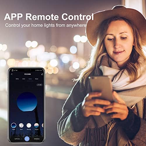 FECONN E27 Smart Bulb, Edison Screw WiFi Alexa Light Bulbs, Compatible with Alexa, Google Home, 10W=60W, Dimmable White and Colours, No Hub Required 4 Pack
