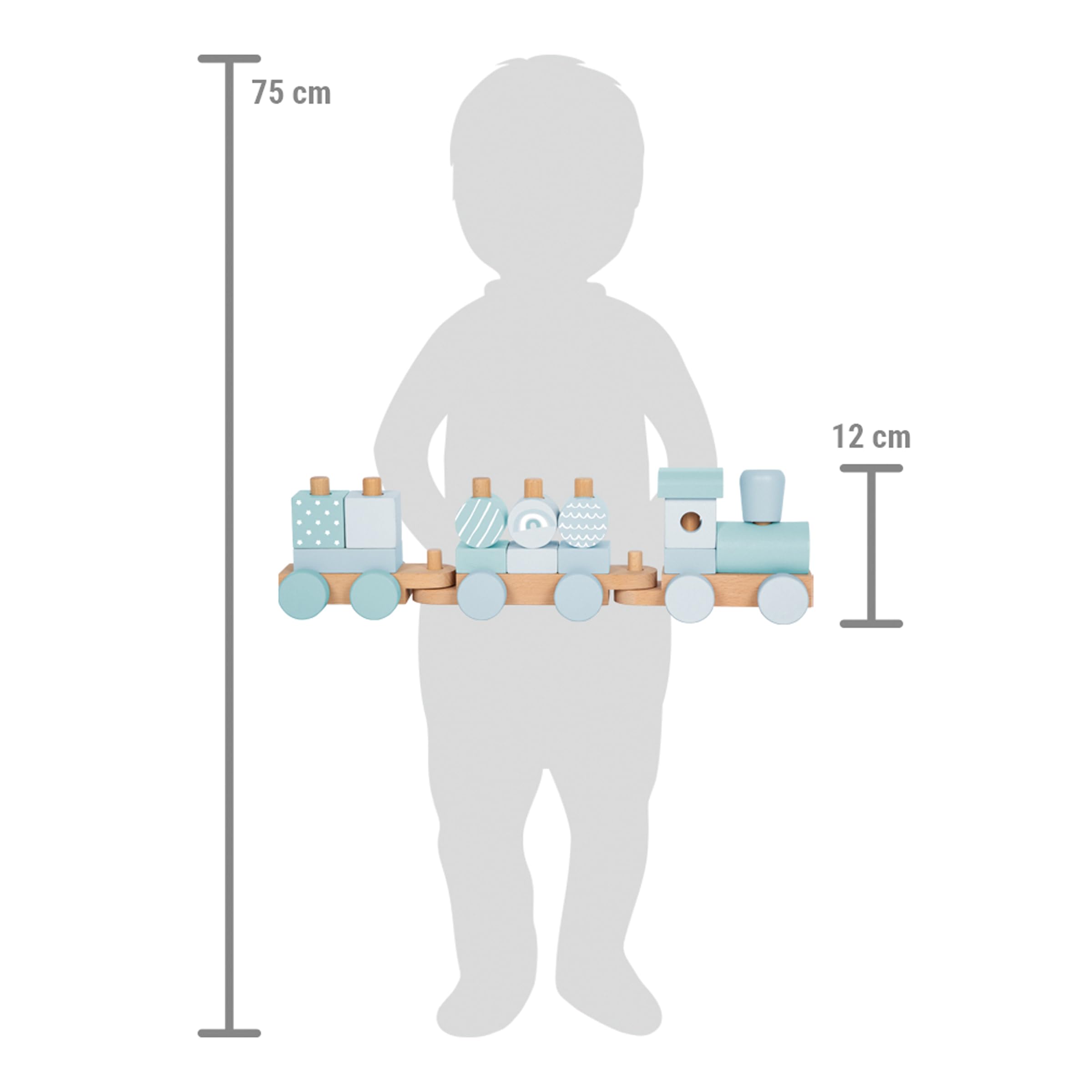 Small Foot Trenino Blu in Legno, con 14 Elementi da combinare, per Bambini dai 12 Mesi, 12695