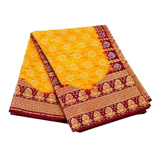Women's Banarasi Bandhej Silk Saree with Blouse Piece | Traditional Indian Ethnic Wear Saree for Wedding, Festive, Party & Special Occasions-image-20