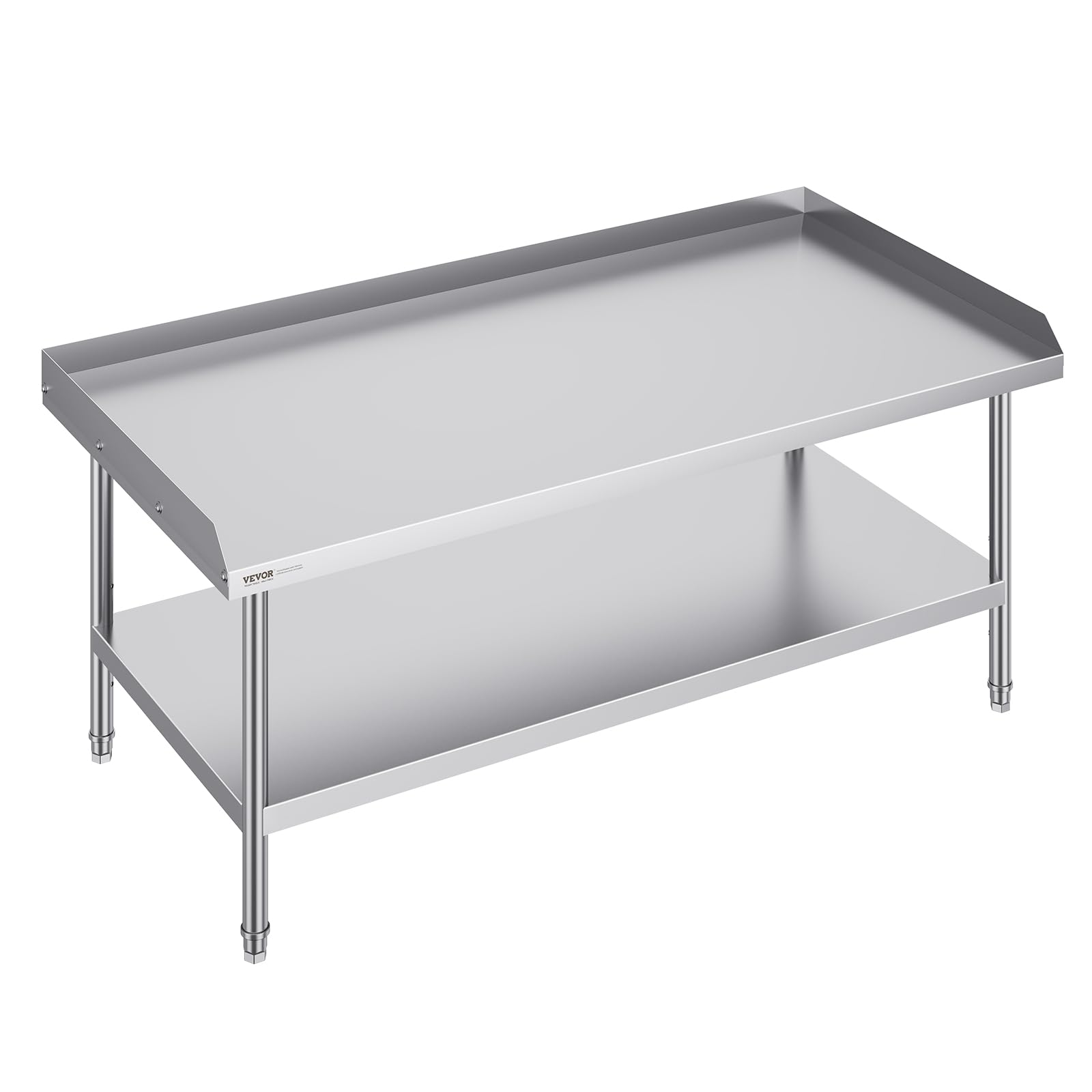 VEVOR Arbeitstisch Edelstahl, gewerblicher Arbeitstisch zur Lebensmittelzubereitung, 3-seitiger Spritzschutz, Arbeitstisch mit Einstellbarer Höhe (762 x 1524 x 660 mm)