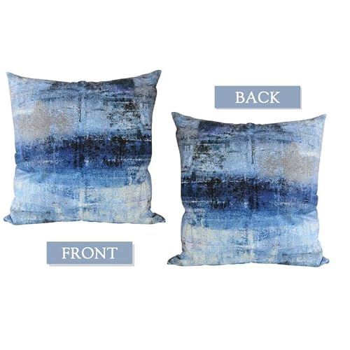 Jmbeauuuty 2 Pack Square Throw Pillow Covers Soft Short Plush Cushion Cover Abstract Jeans Color For Home Sofa Bed Couch (Blue Grey) #TOP4