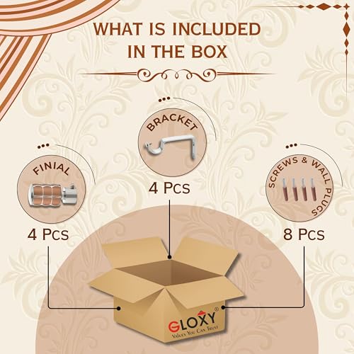 Image of GLOXY Stainless Steel Curtain Brackets - Curtain Holder for 1-Inch Rod - Curtain Rod End Cap - Square Shape Finish Curtain Holders for Stylish Wall Decoration Items for Hall - Bracket (Copper 2 Pair)