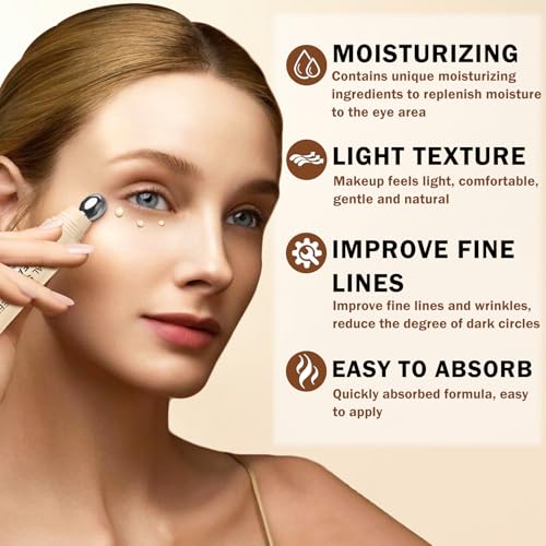 QIUFSSE Mineral Sunscreen Under Eye Cream for Dark Circles, Puffiness and Bags - Anti Aging, Corrector SPF 35, 3-in-1 5Pcs