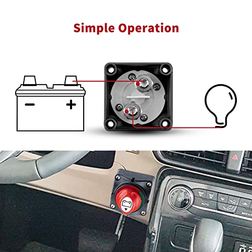 LUNEKUCK Accuschakelaar, 12 V-48 V batterij, scheidingsschakelaar, accu, power cut off schakelaar, batterij, hoofdschakelaar, 12 V, 275 ampère, batterijscheidingsschakelaar voor boot, motorfiets, - Afbeelding 6