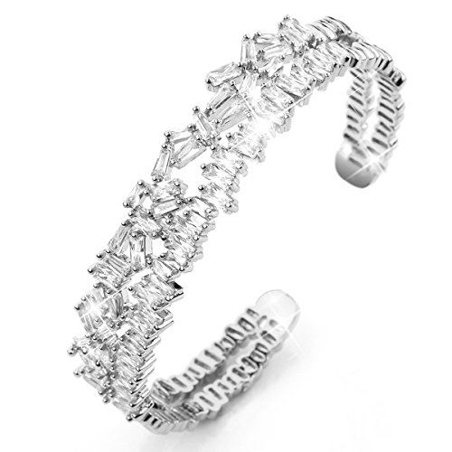 Rythuyn Gold Cuff Bracelets For Women, Cubic Zirconia Tennis Bracelets, White Gold Bracelets For Women, Jewelry Gifts For Women Bride Teen Girl Mother Sister Daughter #TOP2