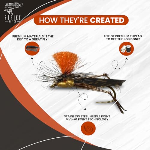 Schroeder's Tan Terrestrial Hopper Fly Fishing Lures/one Dozen (12) - Effective Trout, Bass, Panfish Bait-Insect Imitation with Barbed Hooks -Tackle Gear