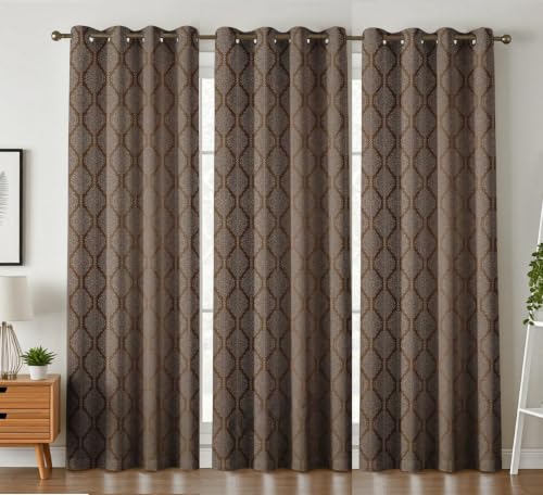 Image of Premium Window Curtains 5 feet Long Set of 3 pcs | 70-75% Room Darkening Window Curtain Panel | 4x5 ft Parde | Color-Coffee