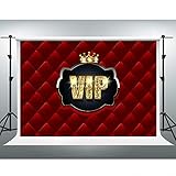 Gold Glitter VIP Birthday Backdrop Crown Red Tufted Background for Baby Shower Party Cake Table Decoration 7x5ft Party Banner Photo Studio Photography Props ZYVV0345