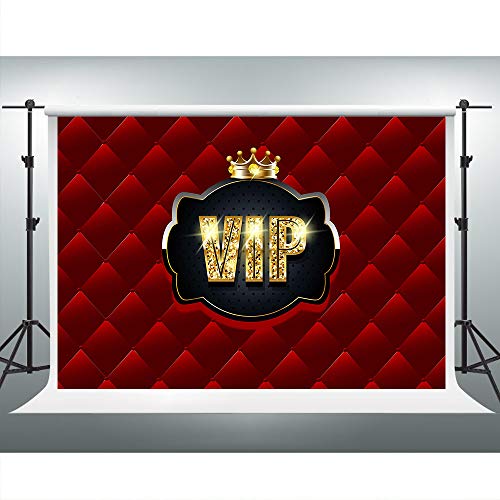 Gold VIP Backdrop for Photography Crown Red Tufted Background 7x5ft Themed Birthday Party