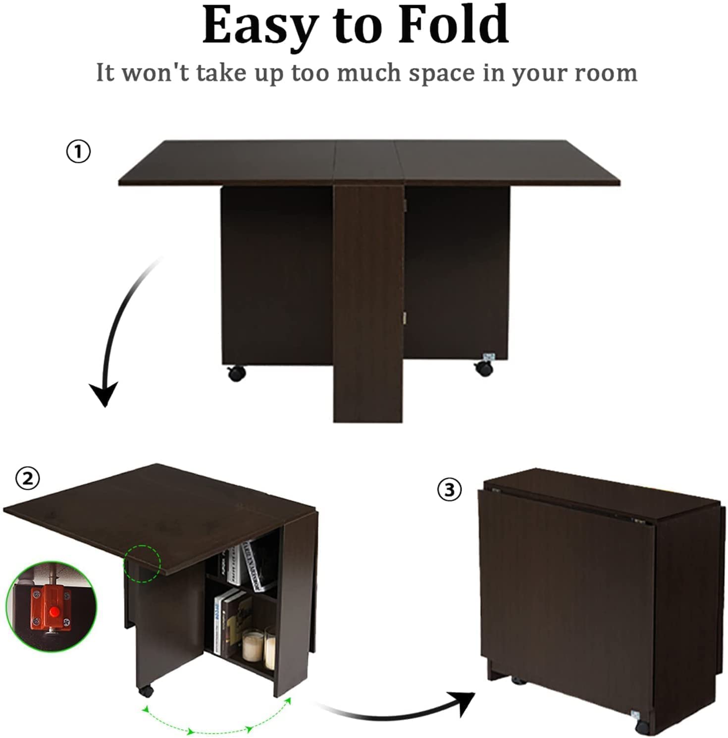 Buy DINAZA Folding Dining Table Drop Leaf Table for Small Spaces with