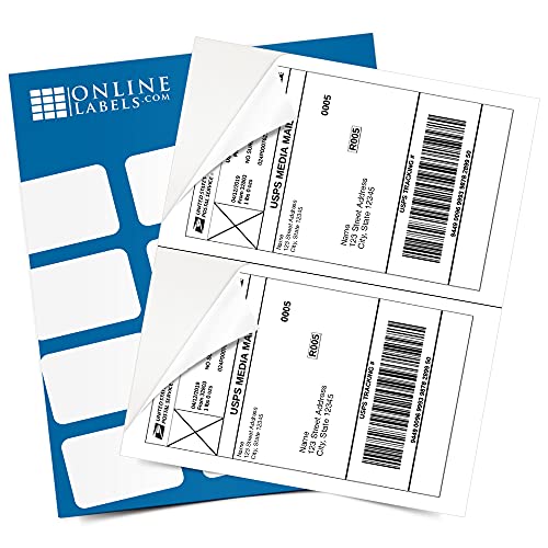 8.5 x 5.5 Half-Sheet Shipping Labels - Permanent, White Matte - for FBA, FedEx, UPS - Pack of 500 Labels, 250 Sheets - Inkjet/Laser Printers - Online Labels