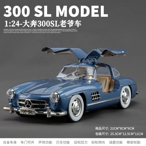 Image of 1:24 Mercedes-Benz 300SL Diecast Metal Vintage Retro Toy Car Diecast Metal Pull Back Car - 4 Openable Doors with Sound & Light | Luxury Toy Car & Gift for Kids 【Colors as Per Stock】