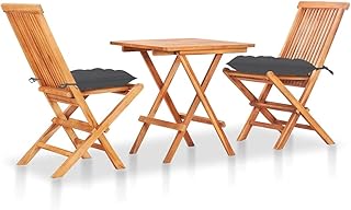 Garden Lounge,Pieces Outdoor Patio Seating Balcony Terrace,3 Piece Bistro Set with Anthracite Cushions Solid Teak Wood