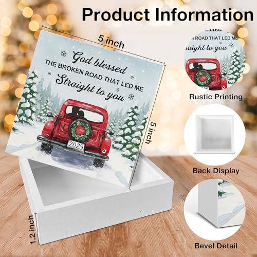 Image of Couple Christmas Decor, Anniversary Wedding Gifts for Boyfriend Girlfriend Husband Wife, Seasonal Christmas Holiday Home Office Decorations for Desk Table Shelf 5 X 5 Inches