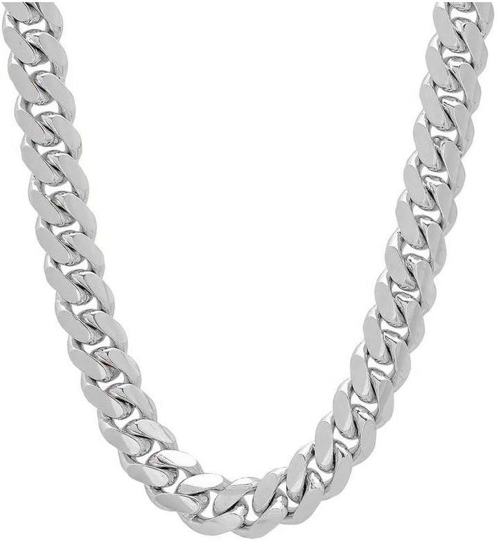 Verona Jewelers 925 Sterling Silver necklace 6.5MM 7MM 9MM Italian Miami Cuban Necklace Chain, Thick Link Miami Cuban Necklace, Box Clasp Closure - 24-30
