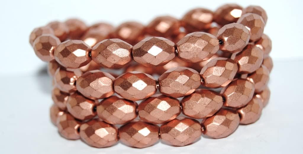 60 pcs Cut Fire Polished Faceted Glass Beads, Mix of Metallic Colours Dyed (1640), Glass, Czech Republic, Size 12 x 9 mm (0.47 x 0.35 in)