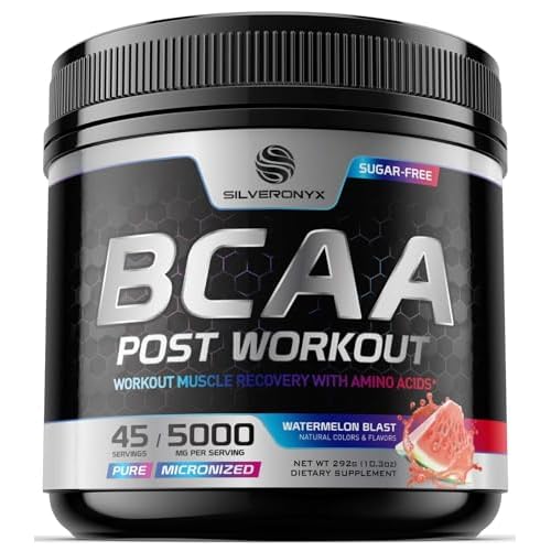 Muscle Recovery Drink Powder with BCAA, L-Glutamine & Amino Acids – Best Muscle Recovery Supplements for Post Workout – Sugar Free, Branched Chain Amino Acid Supplement for Women & Men – 45 Servings