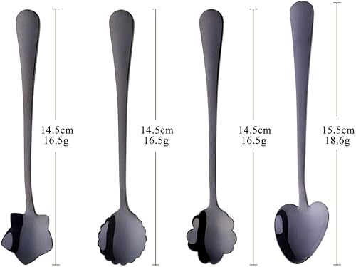 Miniatura 6 de Juego de cucharas de café de flores, 8 cucharaditas de acero inoxidable, varios colores para café, té, mezcla, azúcar, helado, cucharas de barra