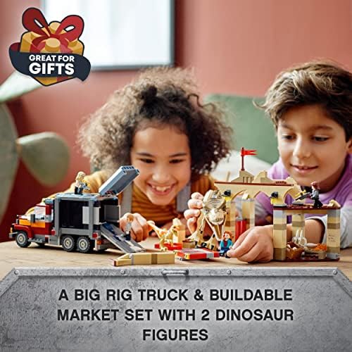 LEGO 76948 Jurassic World T. rex & Atrociraptor Dinosaur Breakout Dino Toy Set, Gift Toys for Kids Age 8 Plus with 4 Minifigures, Market and Truck, 2022 Movie Inspired