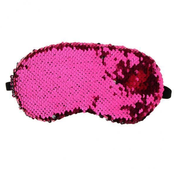 Merishopp 3xGlitter Sequins Mermaid Elastic Eye Mask Sleeping Rest Blindfold Sleep Aid Rose Red-picture-16