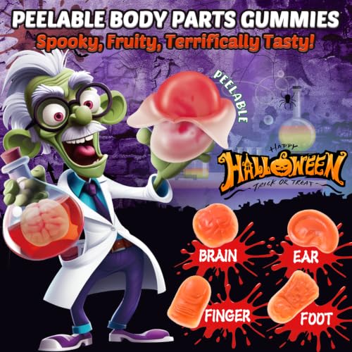 AMOS Halloween Peelerz Body Parts Gummies Candy - Approx 48 Pieces,Party Treats & Trick or Treat Favors for Kids, Fun Snacks for Adults, Individually Wrapped Pieces - image 3