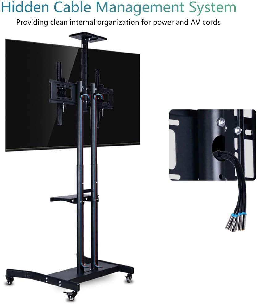 Soporte móvil para TV con ruedas y estantes miniatura 6