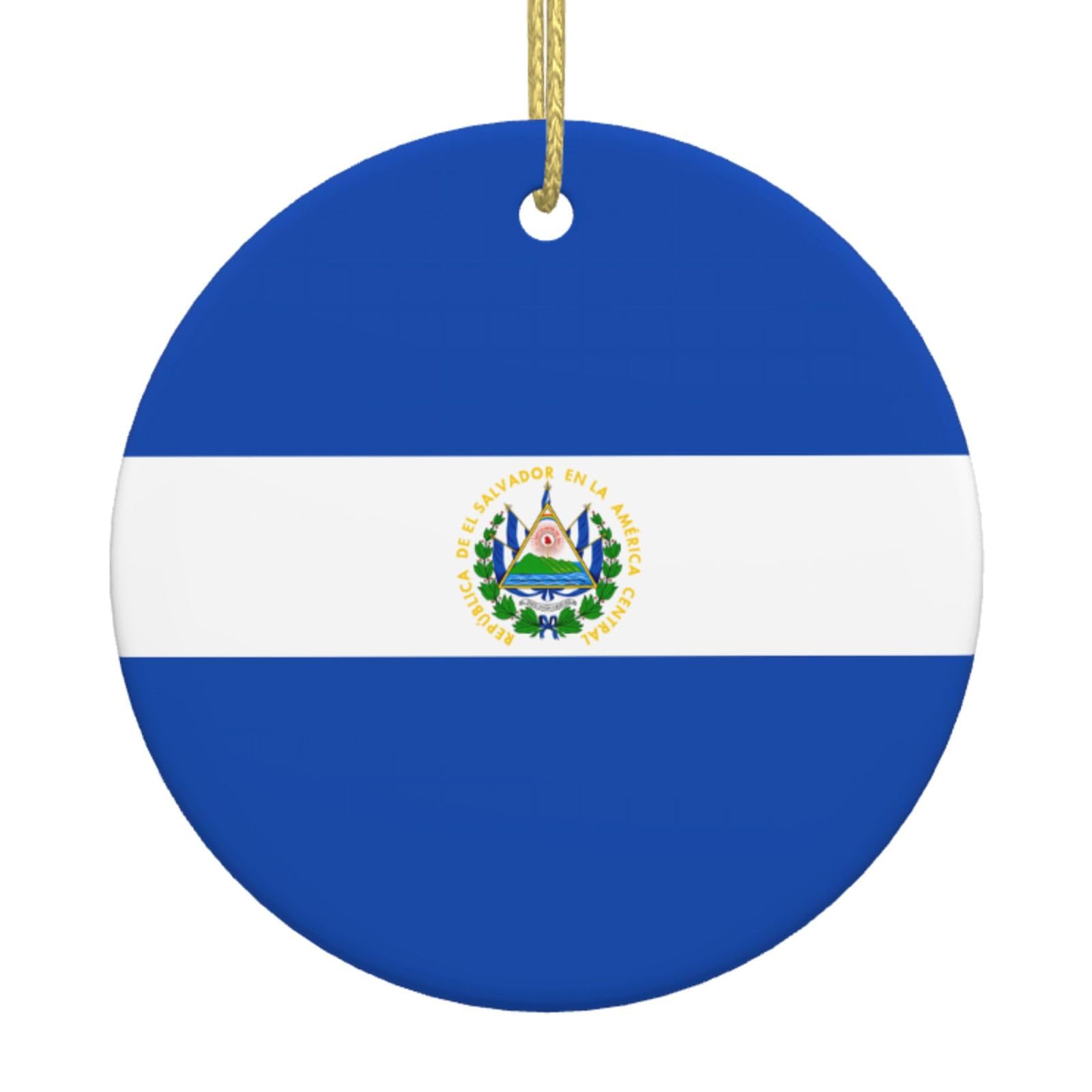 El Salvador Printed Christmas Tree Ceramic Ornaments Holiday Decoration Christmas Unique Pendant for Christmas Party