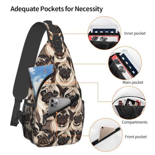 Bolso bandolera con diseño divertido de pug para viaje miniatura 4